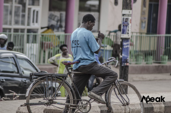 Boda boda cyclist stationed at his work stage in Kabale town. Photo credit : Watsemba Miriam